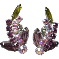 Juliana DeLizza & Elster Large Amethyst Leaf in Silver Clip On Earrings