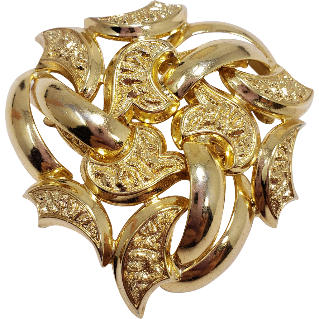 Vintage Signed Grosse Germany 1971 Gold Brooch Pin Henkel & Grosse Dior Jewelry