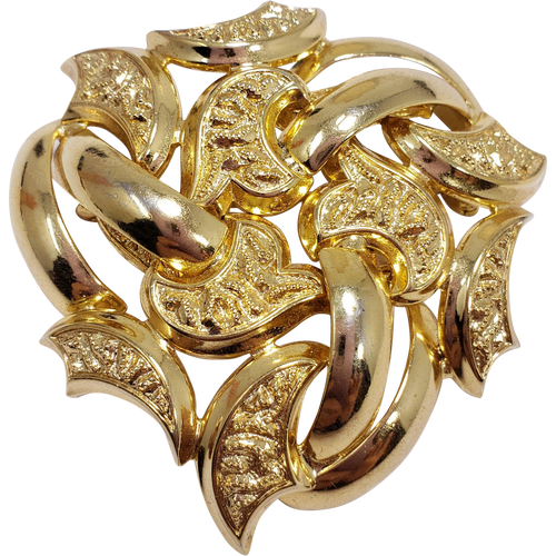 Vintage Signed Grosse Germany 1971 Gold Brooch Pin Henkel & Grosse Dior Jewelry
