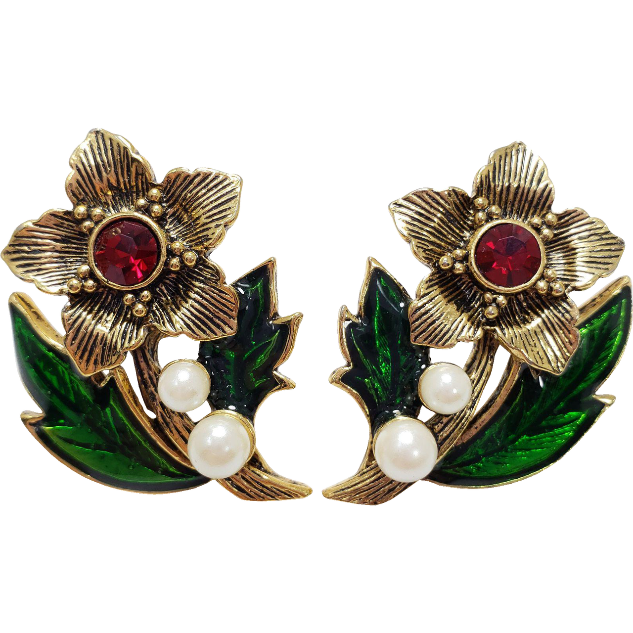 Vintage Avon Enamel Flower Stud Earrings
