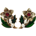 Vintage Avon Enamel Flower Stud Earrings
