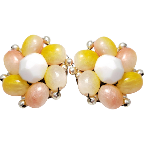 Vintage Cluster Bead Clip On Earrings Hong Kong