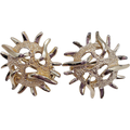 Vintage 1970s Sarah Coventry Sea Urchin Goldtone Clip On Earrings Signed