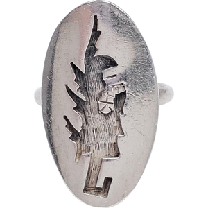 Native American Sterling Silver Abstract Tree Motif Statement Ring