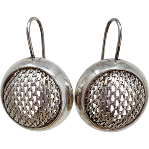 Sterling Silver Clip On Round Mesh-Filigree Earrings, 925