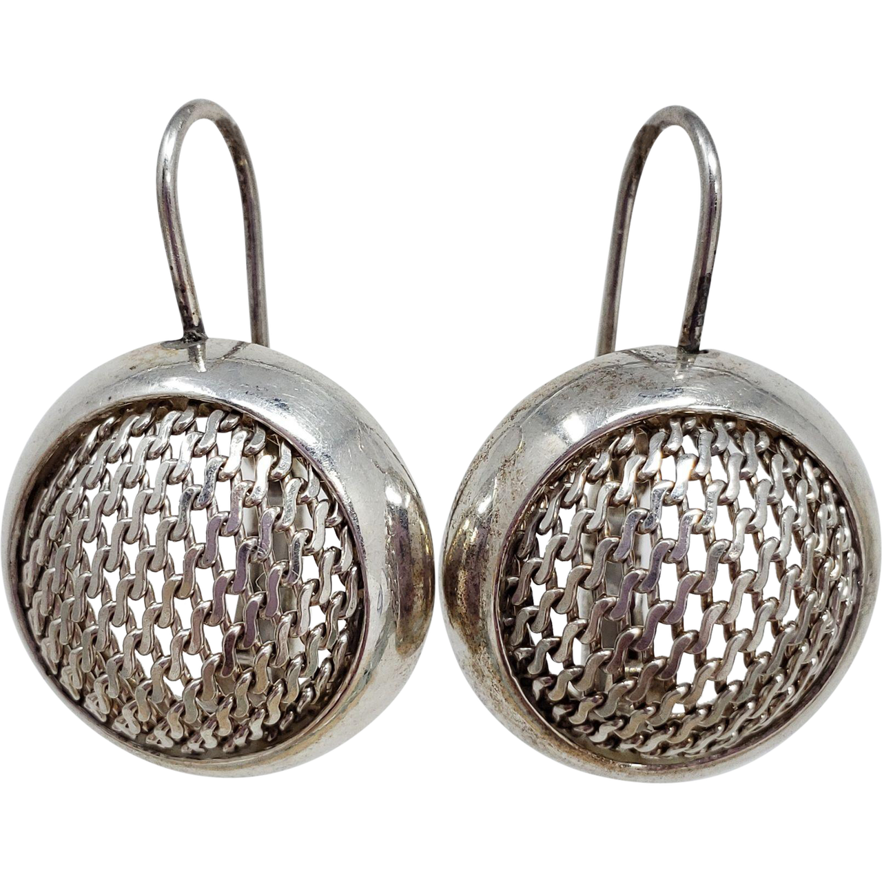 Sterling Silver Clip On Round Mesh-Filigree Earrings, 925
