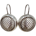 Sterling Silver Clip On Round Mesh-Filigree Earrings, 925