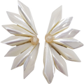 Japan Mother of Pearl Geometric Segmented Clip on Earrings in Gold Tone