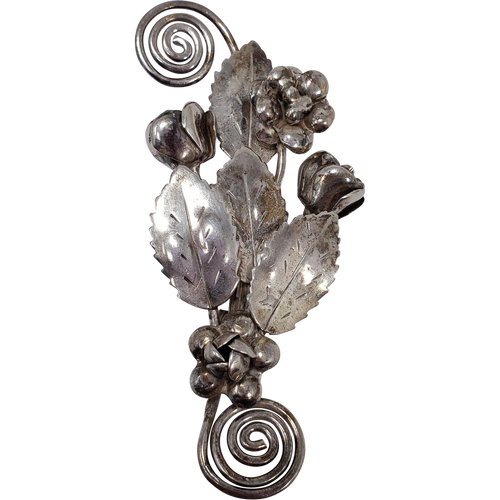 Hobe Sterling Silver Patented Pin Brooch Floral Bouquet Cluster