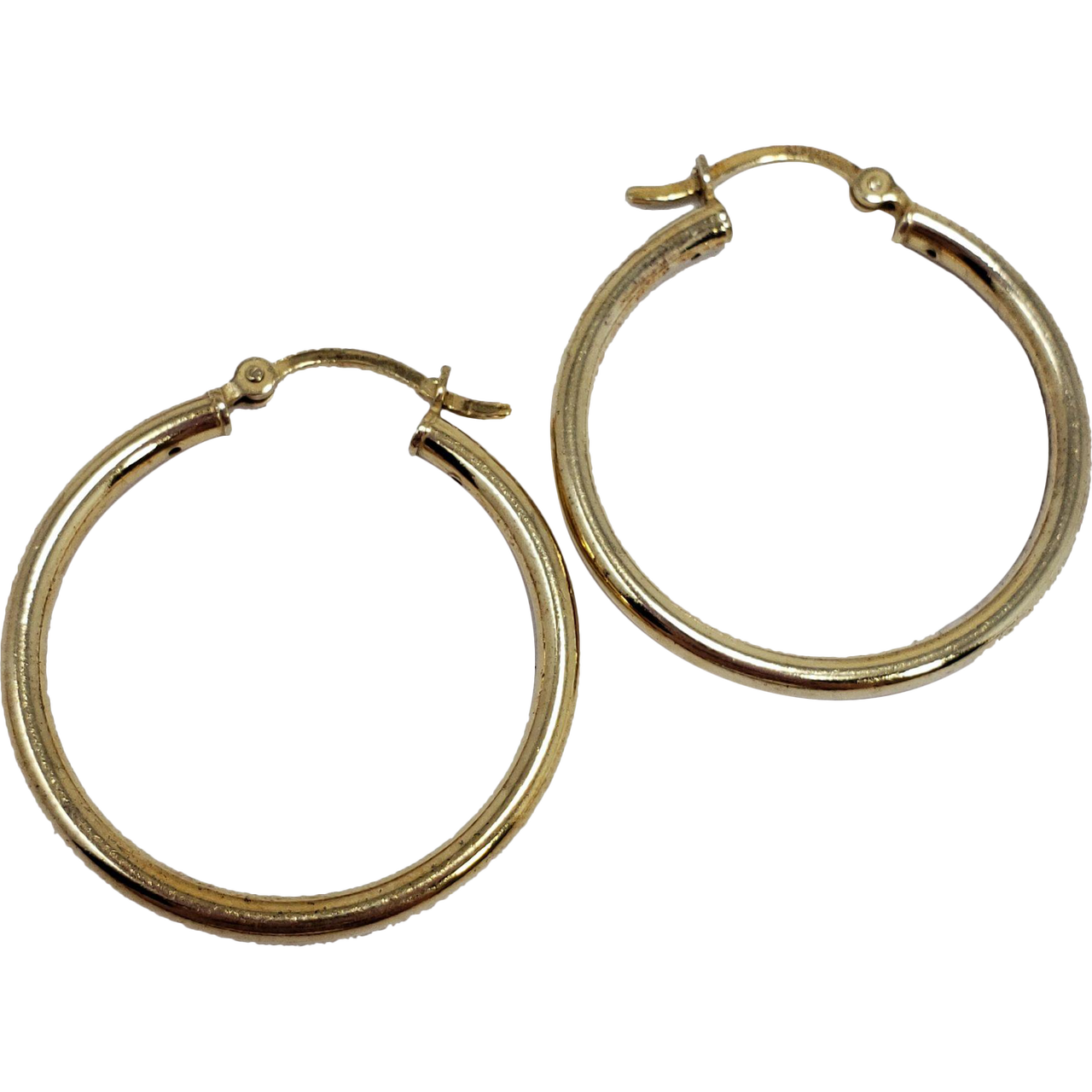 Vermeil 3cm Hoop Earrings Signed 925 Sterling Silver Gold Plated, Snap Lever Closure