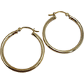 Vermeil 3cm Hoop Earrings Signed 925 Sterling Silver Gold Plated, Snap Lever Closure