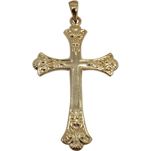 14K Yellow Gold Accented Cross Pendant, marked 14K, BJB