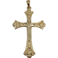 14K Yellow Gold Accented Cross Pendant, marked 14K, BJB