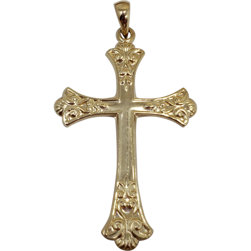 14K Yellow Gold Accented Cross Pendant, marked 14K, BJB