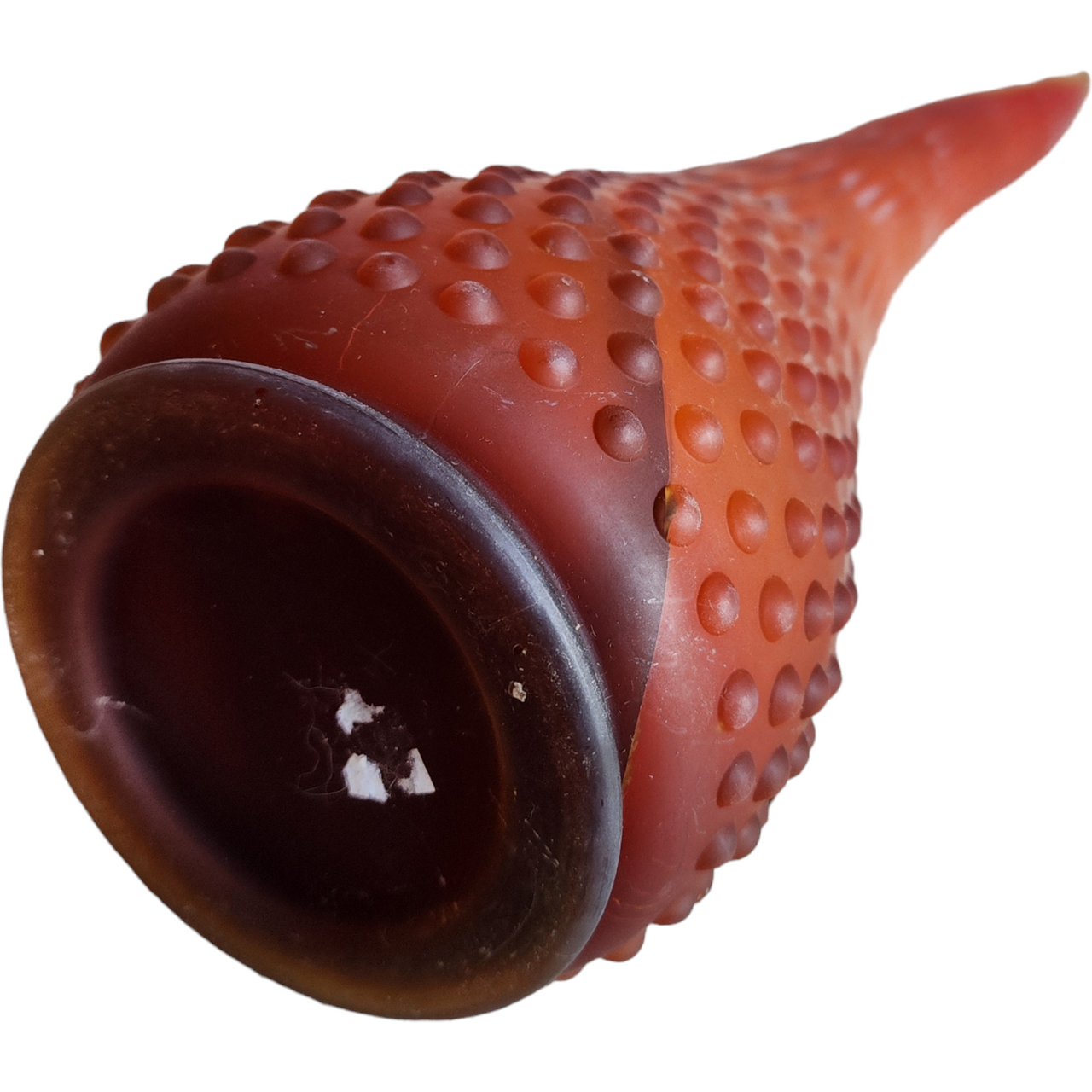 23" Smith Glass Orange Hobnail Pressed Glass Swung Bud Vase