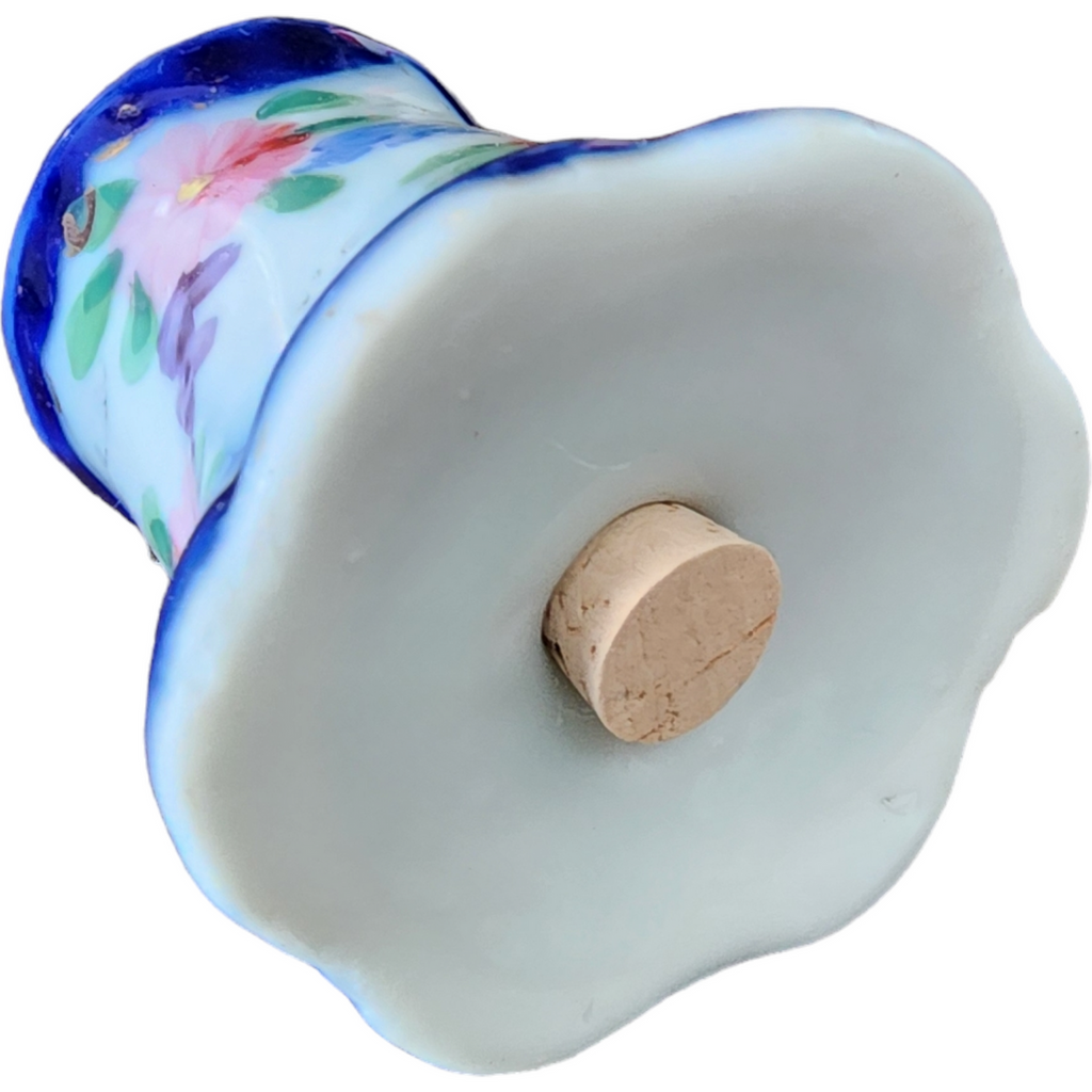 2" Flow Blue Hand Painted Floral Salt or Pepper Shakers Japan