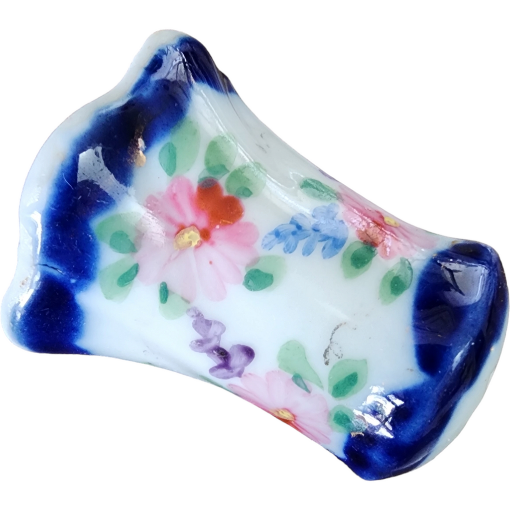 2" Flow Blue Hand Painted Floral Salt or Pepper Shakers Japan