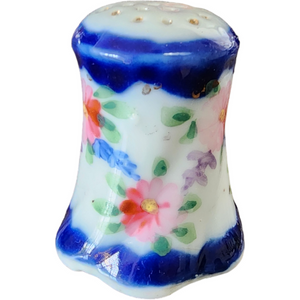 2" Flow Blue Hand Painted Floral Salt or Pepper Shakers Japan