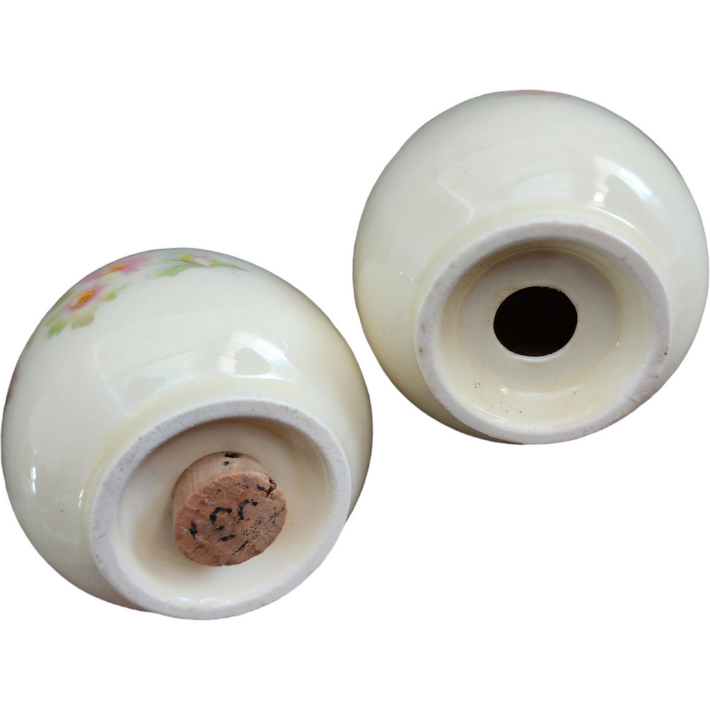 2" Homer Laughlin Fluffy Virginia Rose Pink & White Flowers Salt & Pepper Set
