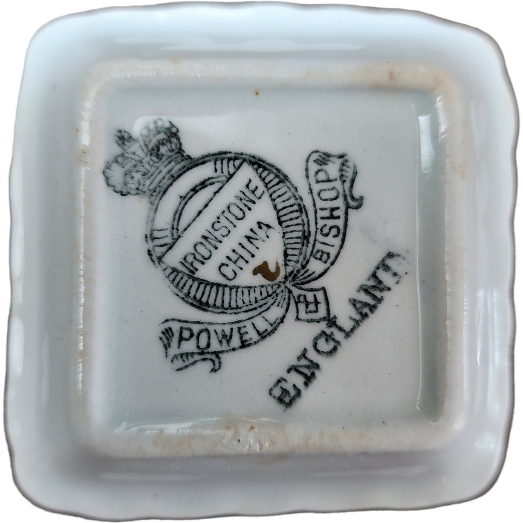 2" Powell Bishop & Stonier Copper Band White Ironstone Nappy Butter Pat