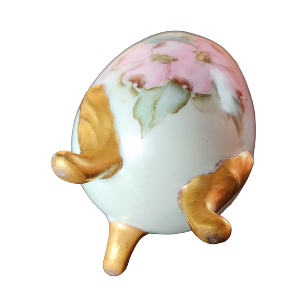 3 1/2" Limoges Hand Painted Cracked Egg Footed Vase