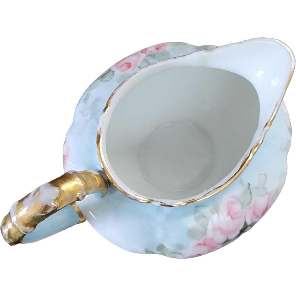 3" Charles Field Haviland Pink Flowers Green Leaves Creamer Limoges France