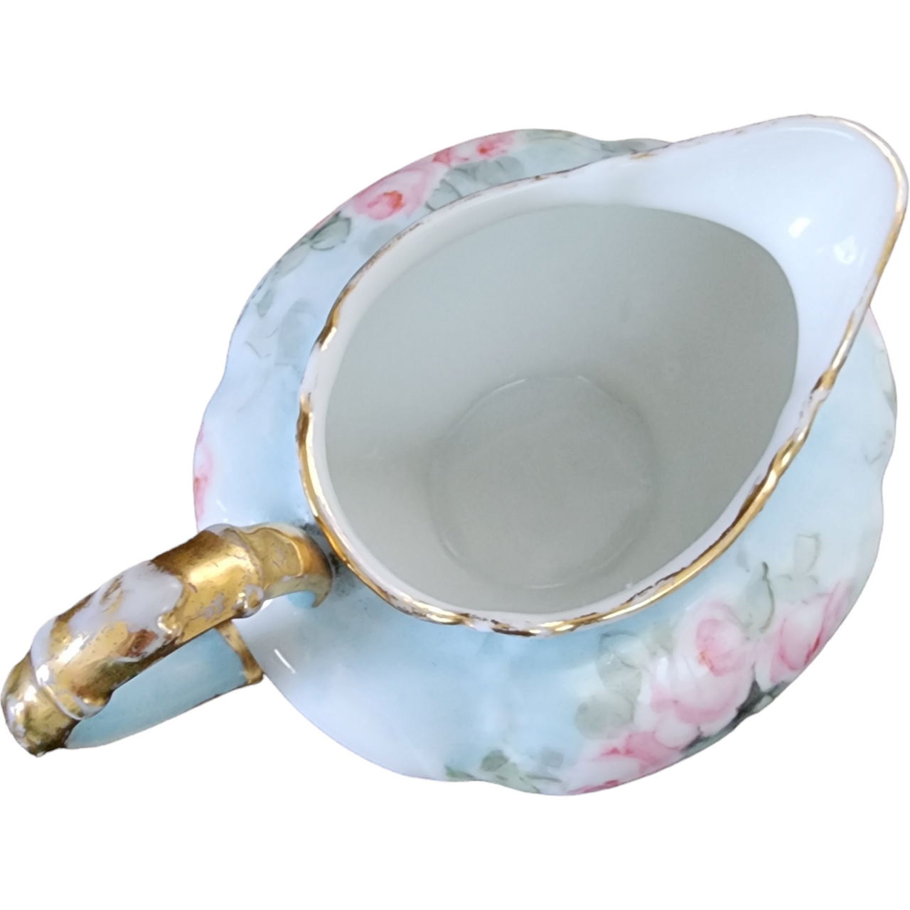 3" Charles Field Haviland Pink Flowers Green Leaves Creamer Limoges France
