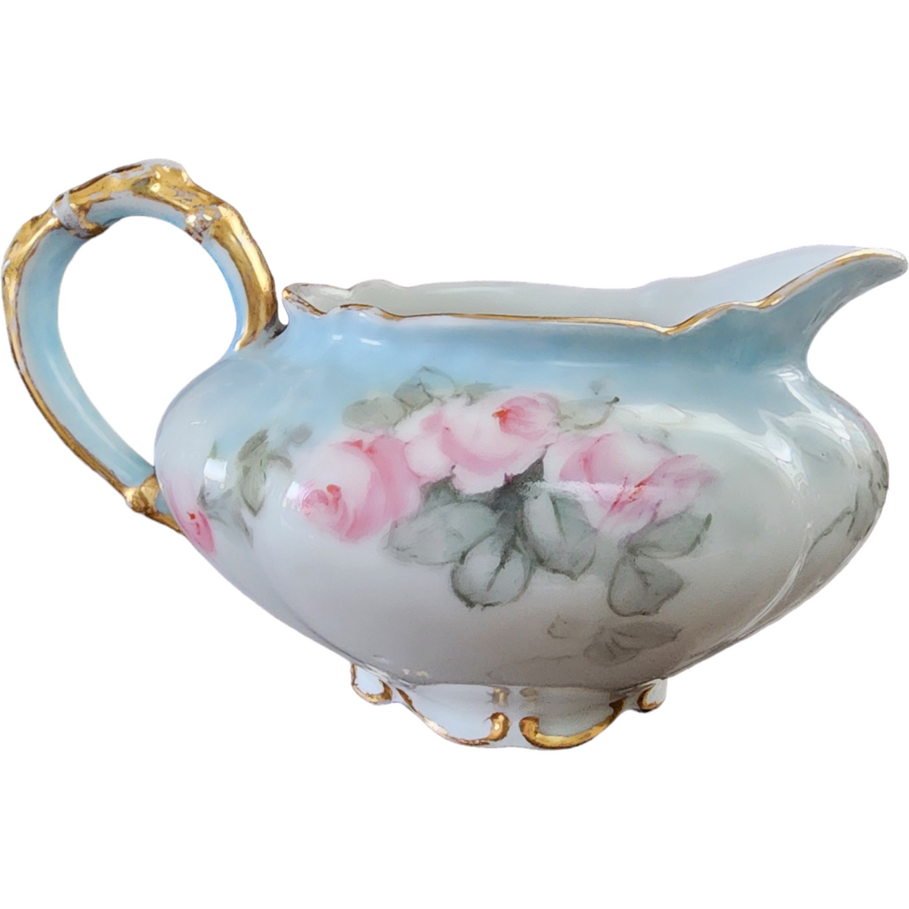 3" Charles Field Haviland Pink Flowers Green Leaves Creamer Limoges France