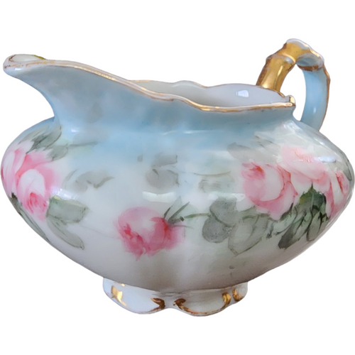 3" Charles Field Haviland Pink Flowers Green Leaves Creamer Limoges France