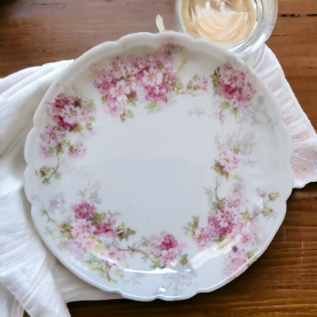 3" Charles Field Haviland Pink Flowers Green Leaves Limoges France Butter Pat