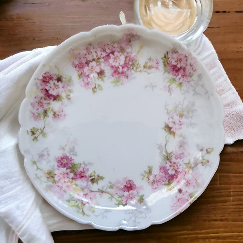 3" Charles Field Haviland Pink Flowers Green Leaves Limoges France Butter Pat