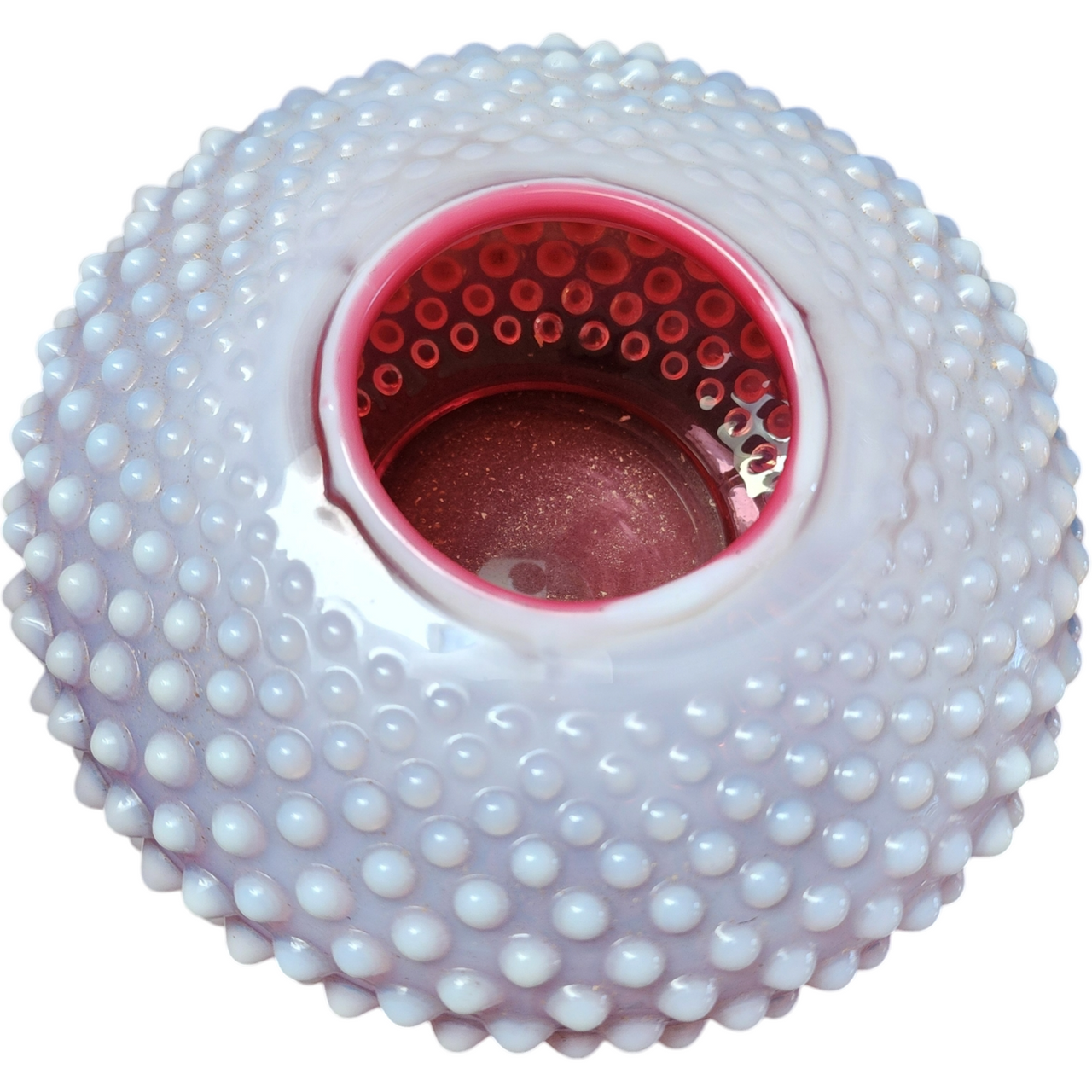 3" Fenton Hobnail Cranberry Opalescent Squat Vase