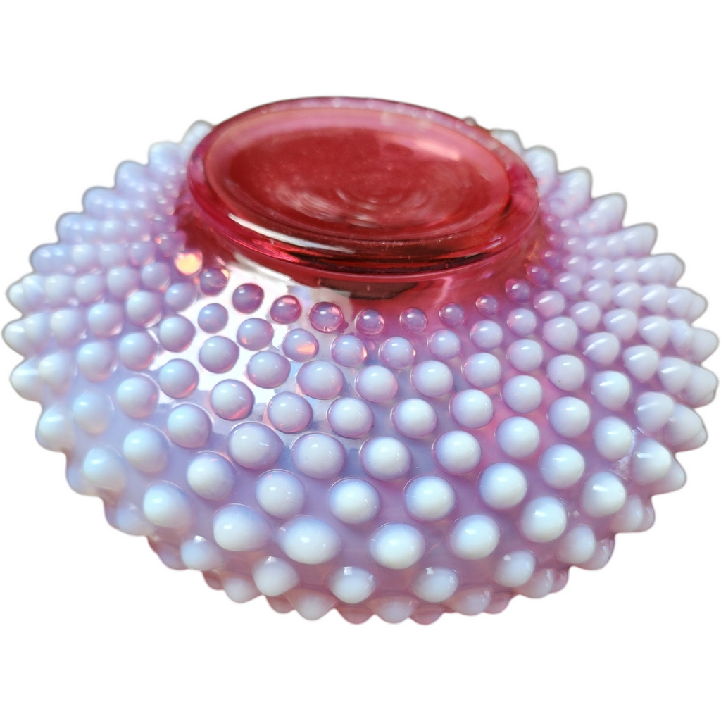 3" Fenton Hobnail Cranberry Opalescent Squat Vase
