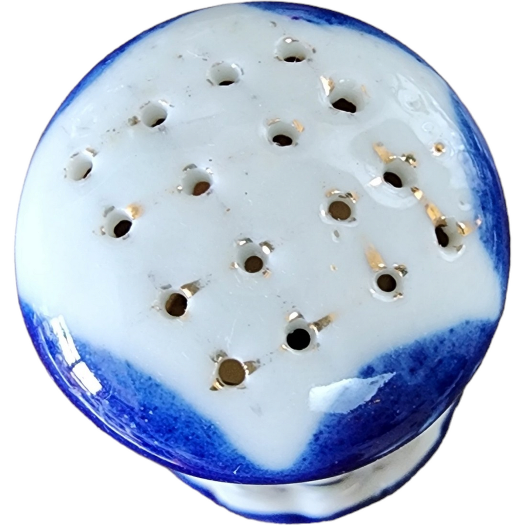 3" Flow Blue Hand Painted Floral Salt or Pepper Shakers Japan