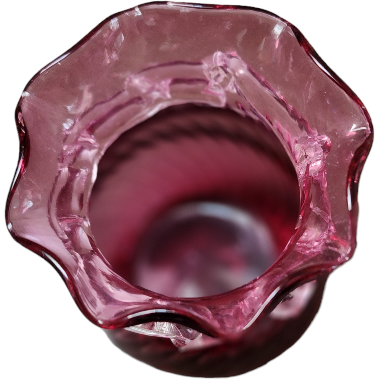 3" Pilgrim Glass Cranberry Optic Bud Vase