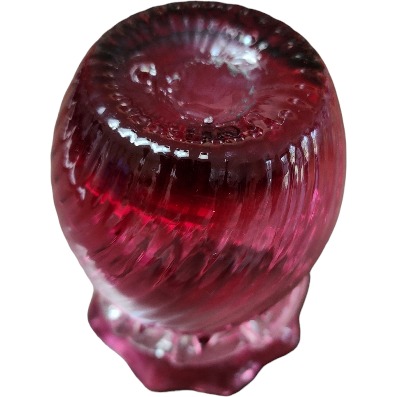 3" Pilgrim Glass Cranberry Optic Bud Vase