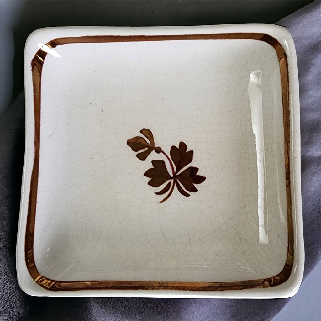 4" Anthony Shaw Copper Band White Ironstone Nappy Butter Pat