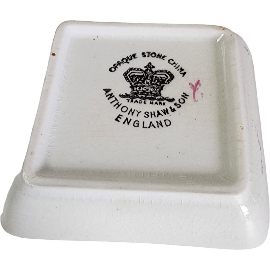 4" Anthony Shaw Copper Band White Ironstone Nappy Butter Pat