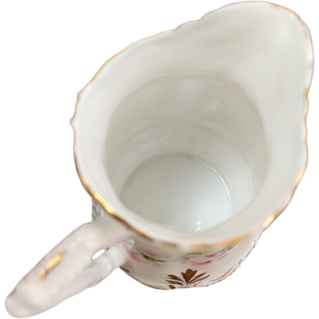 4" Bavarian Porcelain Hand-Painted Creamer Pitcher Pink and White Floral Design