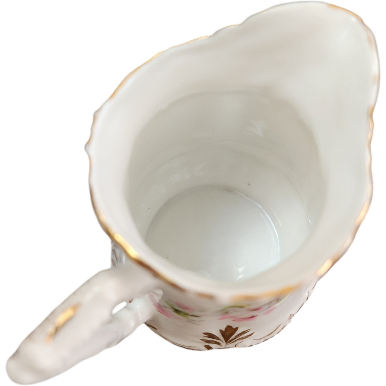 4" Bavarian Porcelain Hand-Painted Creamer Pitcher Pink and White Floral Design