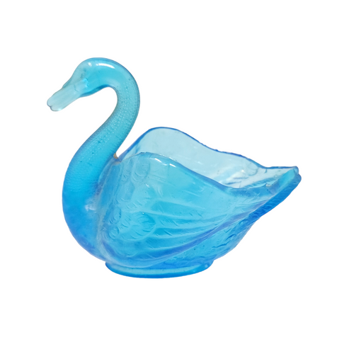4" Fenton Blue Pressed Glass Open Swan Salt Dip