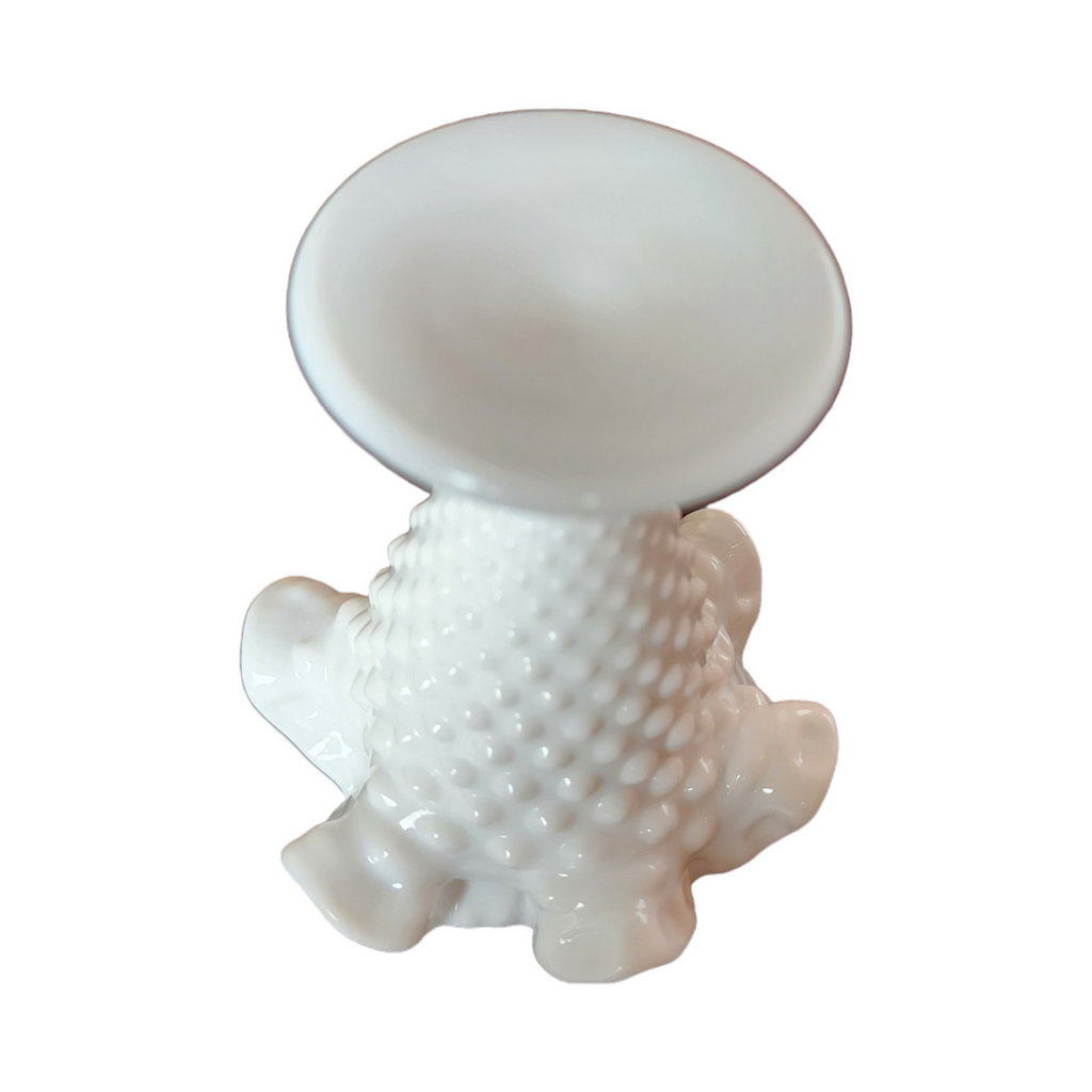 4" Fenton Hobnail Milk Glass Double Crimped Footed Vase
