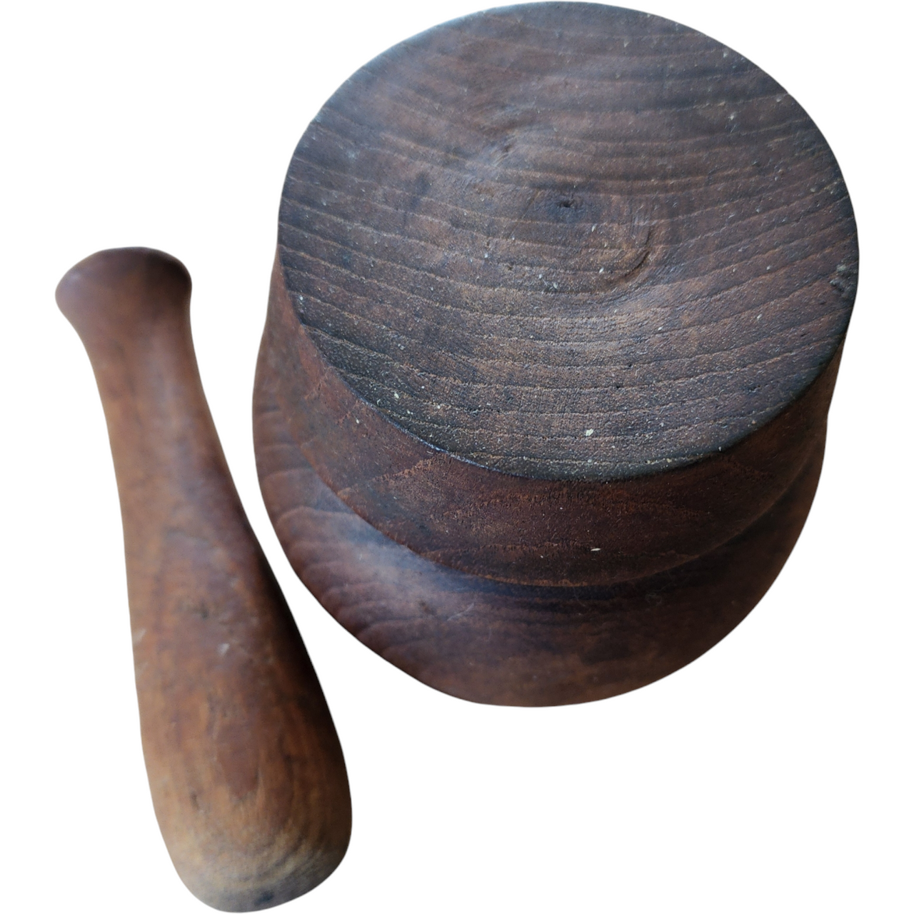 4" Late 19th Century Wooden Mortar and Pestle