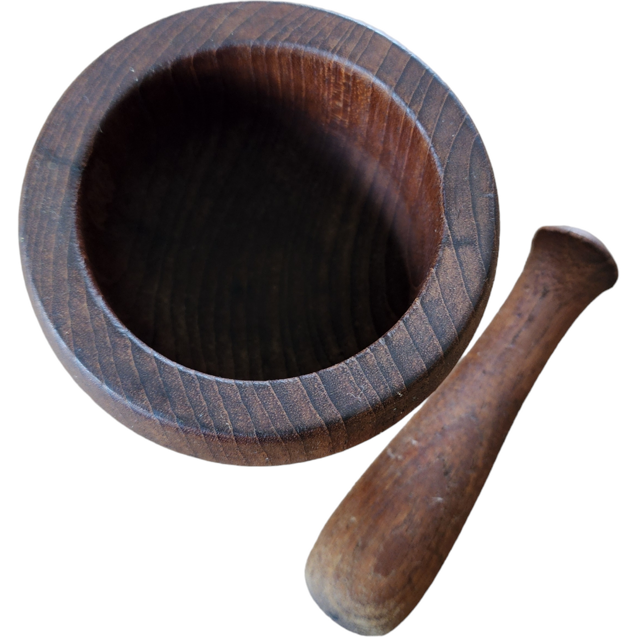 4" Late 19th Century Wooden Mortar and Pestle