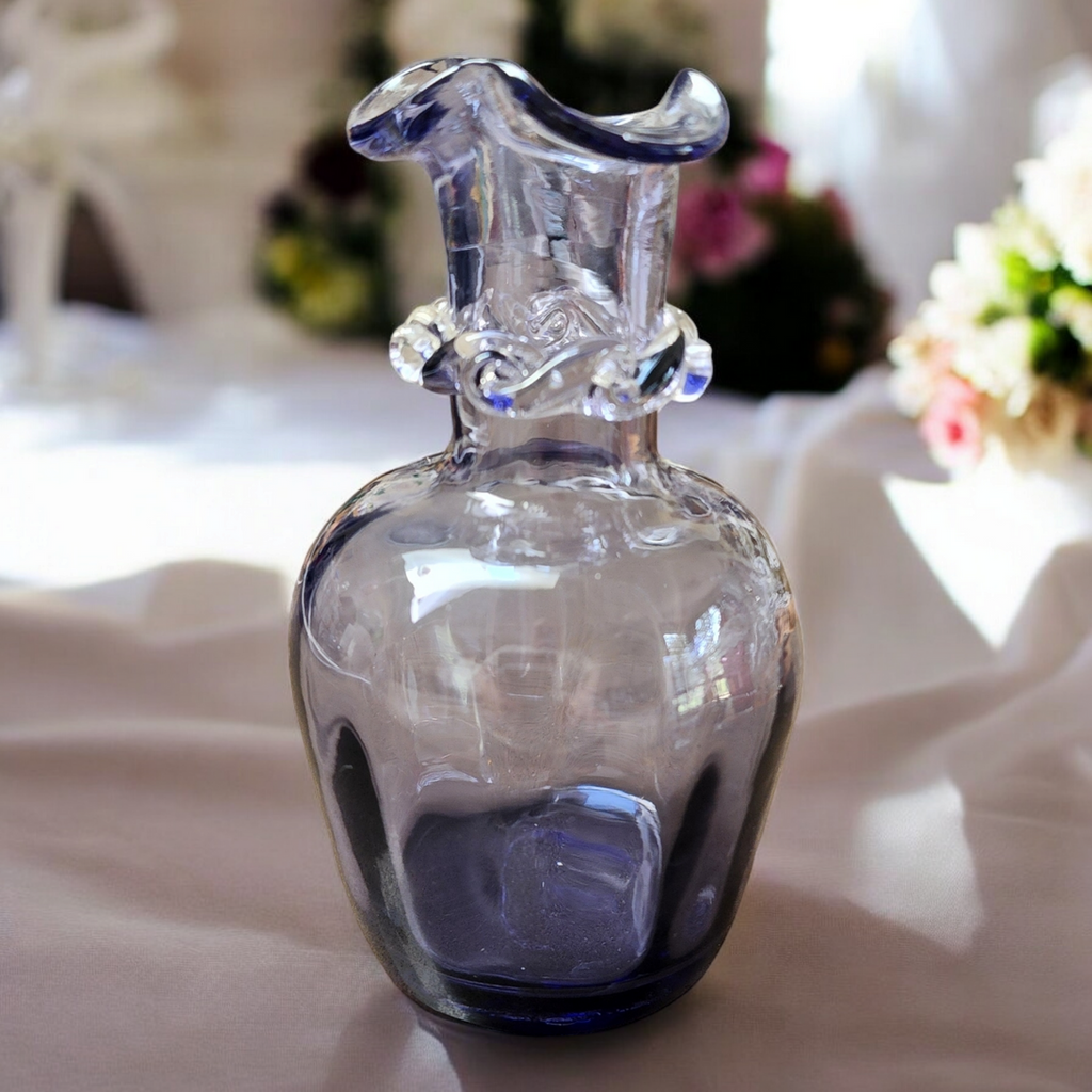 4" Pilgrim Glass Violet-Purple Ruffle Top Optic Bud Vase