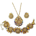 Juliana DeLizza & Elster Round Birthday Cake Demi Parure 1963 Biege & Gold