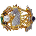 KJL Kenneth Jay Lane Crystal Faux Pearl & Cabochon Unicorn Animal Motif Bracelet