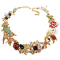 Kenneth Jay Lane Ornate Colorful Crystal Kaleidoscope Necklace in Gold