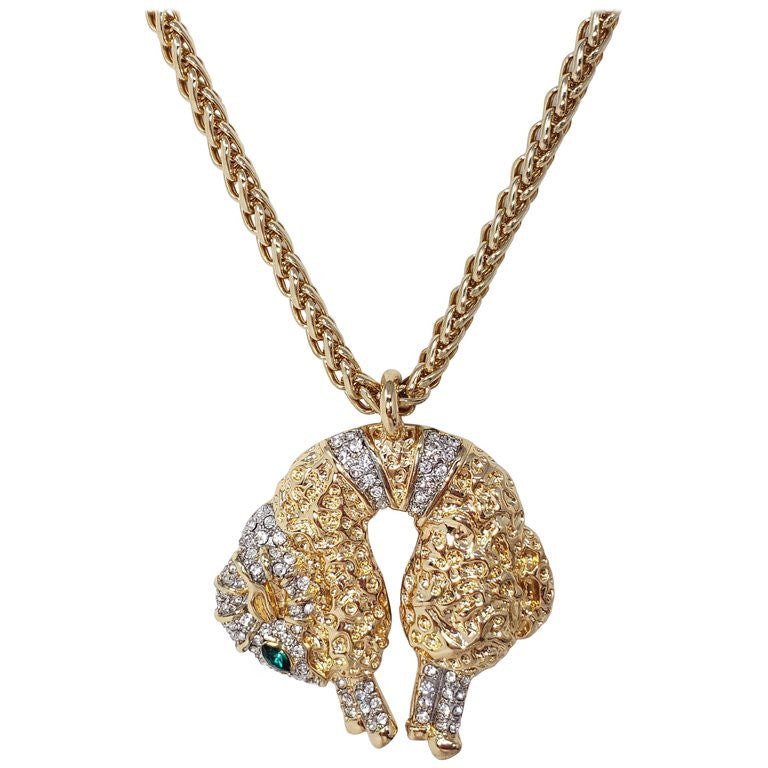 KJL Kenneth Jay Lane Fleece Sheep with Pave Crystals Necklace in Gold and Silver