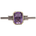 Antique Victorian Art Deco Amethyst & Seeded Pearl Sterling Silver Brooch / Pin